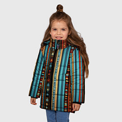 Куртка зимняя для девочки Этнический паттерн в вертикальную полоску, цвет: 3D-красный — фото 2
