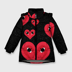 Куртка зимняя для девочки Космические сердца, цвет: 3D-светло-серый