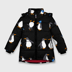 Куртка зимняя для девочки Веселая семья пингвинов, цвет: 3D-красный
