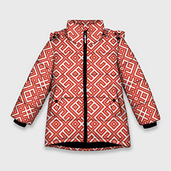 Куртка зимняя для девочки Обережные узоры, цвет: 3D-черный