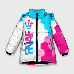 Куртка зимняя для девочки FNAF neon gradient style по-вертикали, цвет: 3D-черный