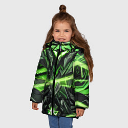 Куртка зимняя для девочки Зелёный кибер рыцарь, цвет: 3D-черный — фото 2