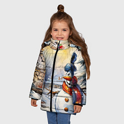 Куртка зимняя для девочки Снеговик новый год, цвет: 3D-красный — фото 2