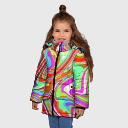 Куртка зимняя для девочки Цветная плазменная абстракция, цвет: 3D-красный — фото 2