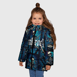 Куртка зимняя для девочки Punk rock от скелетов, цвет: 3D-черный — фото 2