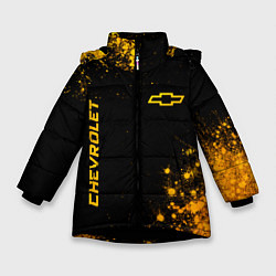Куртка зимняя для девочки Chevrolet - gold gradient вертикально, цвет: 3D-черный