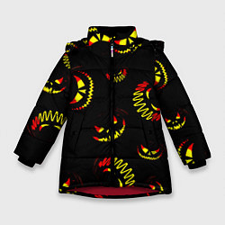 Куртка зимняя для девочки Злобные тыквы, цвет: 3D-красный