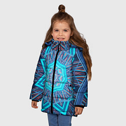 Куртка зимняя для девочки Геометрический орнамент мандалы, цвет: 3D-черный — фото 2
