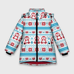 Зимняя куртка для девочки Пингвины вышивка крестиком