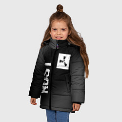 Куртка зимняя для девочки Rust glitch на темном фоне вертикально, цвет: 3D-черный — фото 2