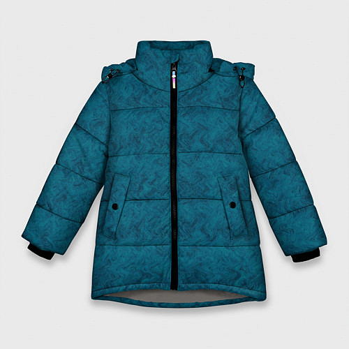 Зимняя куртка для девочки Бирюзовая текстура имитация меха / 3D-Светло-серый – фото 1