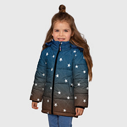 Куртка зимняя для девочки Звёзды на оранжевом закате, цвет: 3D-светло-серый — фото 2