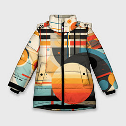 Куртка зимняя для девочки Стильная геометрия, цвет: 3D-черный