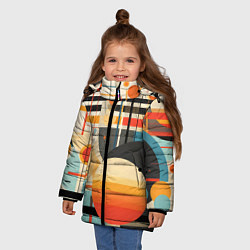 Куртка зимняя для девочки Стильная геометрия, цвет: 3D-светло-серый — фото 2