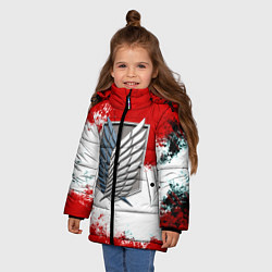 Куртка зимняя для девочки Атака титанов аниме краски, цвет: 3D-светло-серый — фото 2