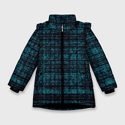 Куртка зимняя для девочки Имитация ткани бирюзовый, цвет: 3D-черный