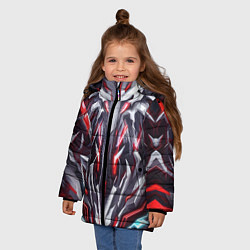 Куртка зимняя для девочки Красная киберпанк броня, цвет: 3D-черный — фото 2