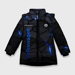 Куртка зимняя для девочки Volkswagen - плиты с эффектом свечения, цвет: 3D-черный
