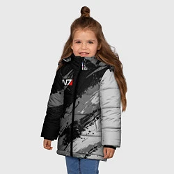 Куртка зимняя для девочки N7 - mass effect monochrome, цвет: 3D-черный — фото 2