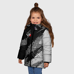 Куртка зимняя для девочки N7 - mass effect monochrome, цвет: 3D-светло-серый — фото 2