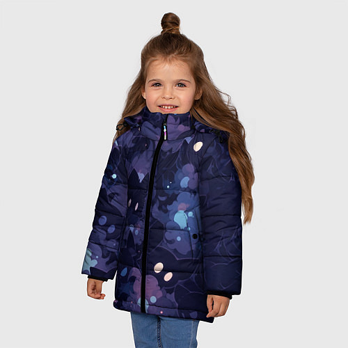 Зимняя куртка для девочки Фиолетовые котики / 3D-Светло-серый – фото 3