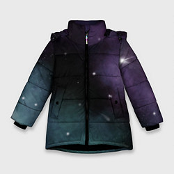 Куртка зимняя для девочки Космос и звезды на темном фоне, цвет: 3D-черный