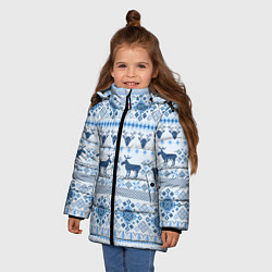 Куртка зимняя для девочки Blue sweater with reindeer, цвет: 3D-черный — фото 2