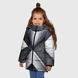 Куртка зимняя для девочки Стальные блоки, цвет: 3D-светло-серый — фото 2