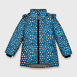Куртка зимняя для девочки Белые пузырьки на синем фоне, цвет: 3D-светло-серый