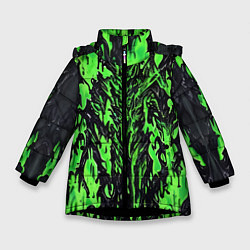 Куртка зимняя для девочки Демонический доспех зелёный, цвет: 3D-черный