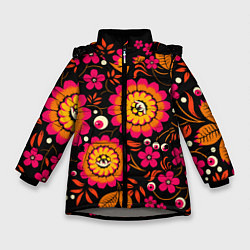 Куртка зимняя для девочки Хохлома параноидальная, цвет: 3D-светло-серый