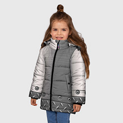 Куртка зимняя для девочки Стальные листы, цвет: 3D-черный — фото 2