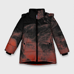 Куртка зимняя для девочки Красный дым на чёрном, цвет: 3D-черный