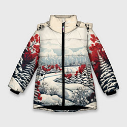 Куртка зимняя для девочки Зимнее чудо, цвет: 3D-черный