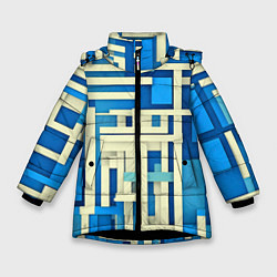 Зимняя куртка для девочки Полосы на синем фоне