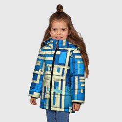 Куртка зимняя для девочки Полосы на синем фоне, цвет: 3D-черный — фото 2