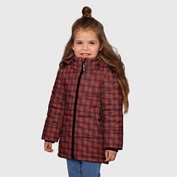 Куртка зимняя для девочки Классическая красная клеточка, цвет: 3D-черный — фото 2
