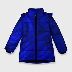 Куртка зимняя для девочки Текстура синей шерсти, цвет: 3D-черный