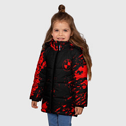 Куртка зимняя для девочки BMW красные краски на чёрном, цвет: 3D-светло-серый — фото 2