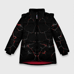 Зимняя куртка для девочки Черные текстуры и трещины