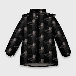 Куртка зимняя для девочки Коты с гантелями, цвет: 3D-светло-серый