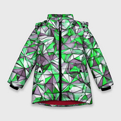 Куртка зимняя для девочки Маленькие зелёные треугольники, цвет: 3D-красный