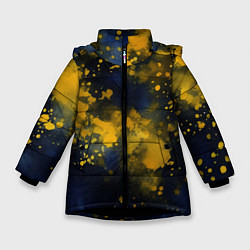 Куртка зимняя для девочки Акварелика в синем, цвет: 3D-черный