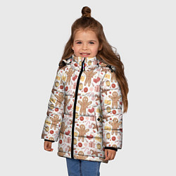 Куртка зимняя для девочки Пряничный человечек, цвет: 3D-светло-серый — фото 2