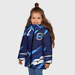 Куртка зимняя для девочки Вольво - синяя абстракция, цвет: 3D-светло-серый — фото 2