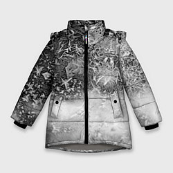 Куртка зимняя для девочки Серый лёд и снежинки, цвет: 3D-светло-серый