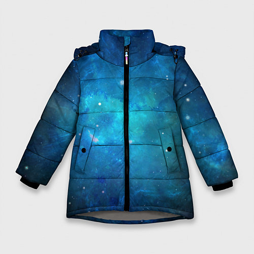 Зимняя куртка для девочки Голубой космос / 3D-Светло-серый – фото 1