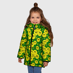 Куртка зимняя для девочки Камуфляжные смайлики, цвет: 3D-светло-серый — фото 2