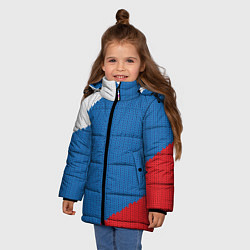 Куртка зимняя для девочки Белый синий красный вязаный фон, цвет: 3D-светло-серый — фото 2