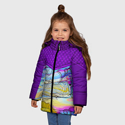 Куртка зимняя для девочки Облака и спирали, цвет: 3D-светло-серый — фото 2